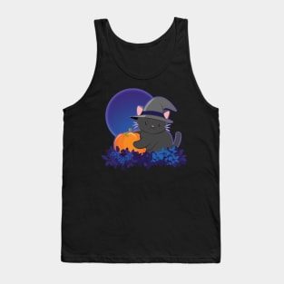 Halloween Black Cat with Pumpkin Tank Top